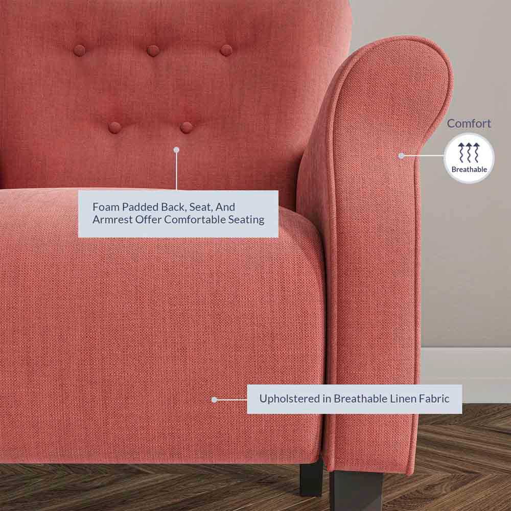 Allston Armchair Floral Design Padded Armrests Dark Wood Legs
