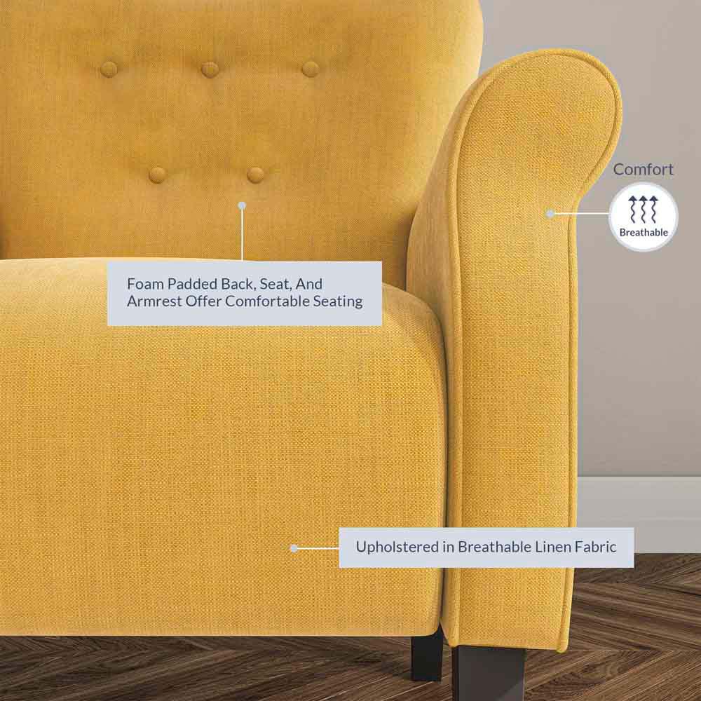 Allston Armchair Floral Design Padded Armrests Dark Wood Legs
