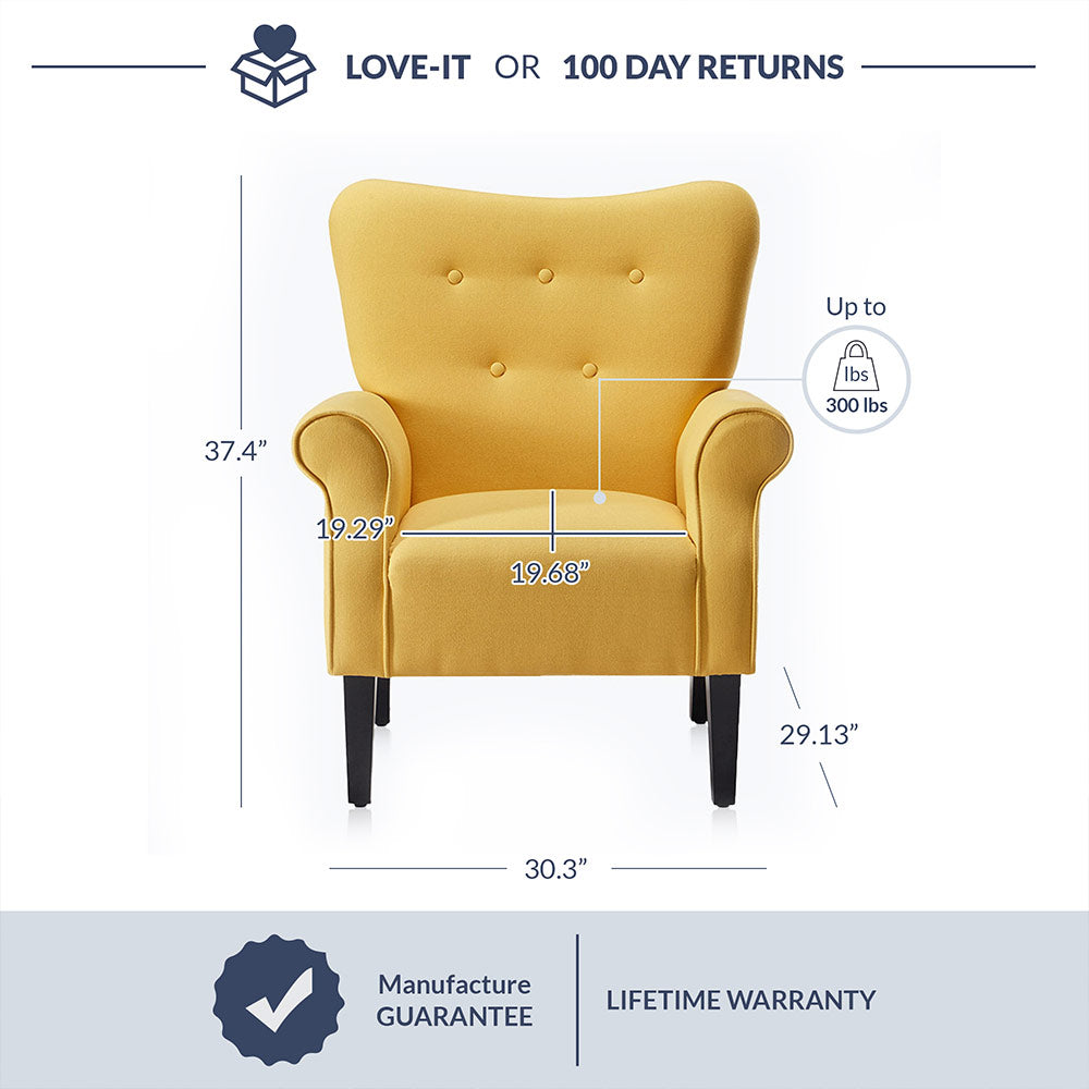 Allston Armchair Floral Design Padded Armrests Dark Wood Legs