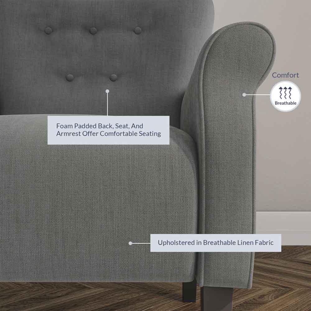 Allston Armchair Floral Design Padded Armrests Dark Wood Legs