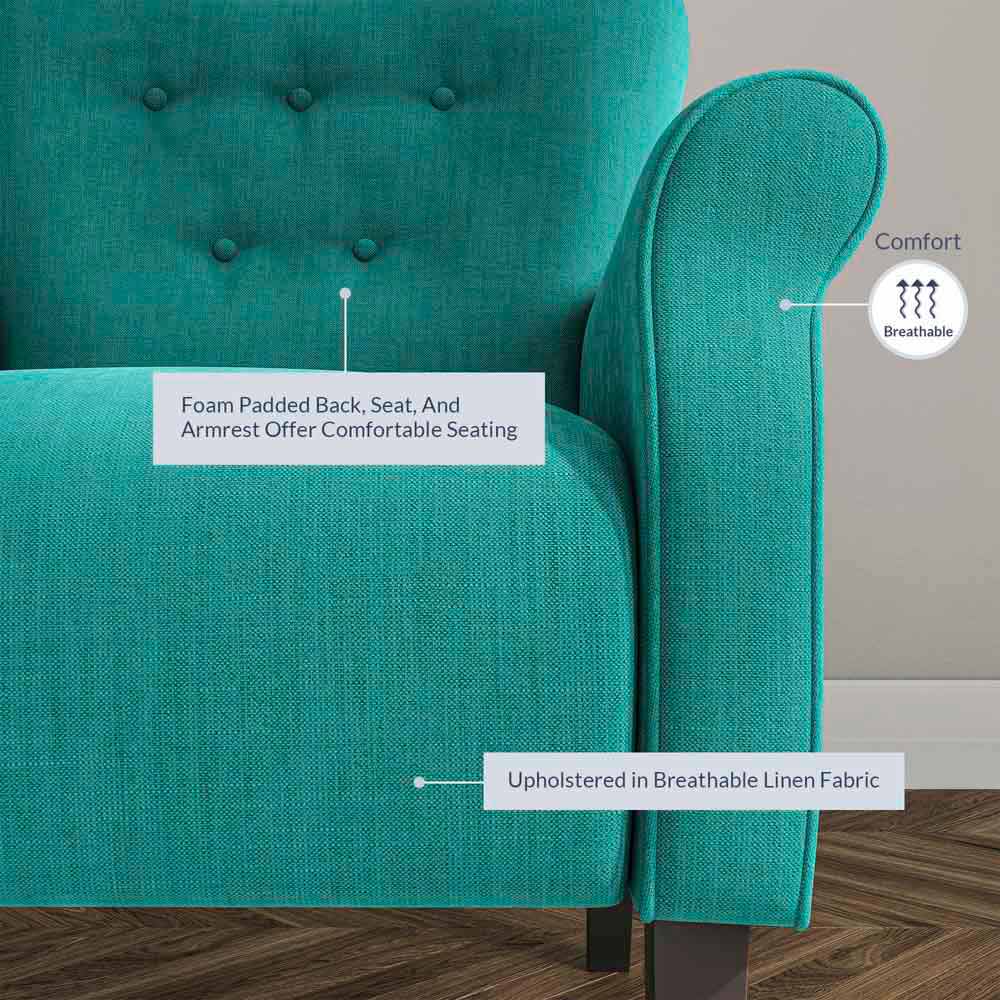 Allston Armchair Floral Design Padded Armrests Dark Wood Legs