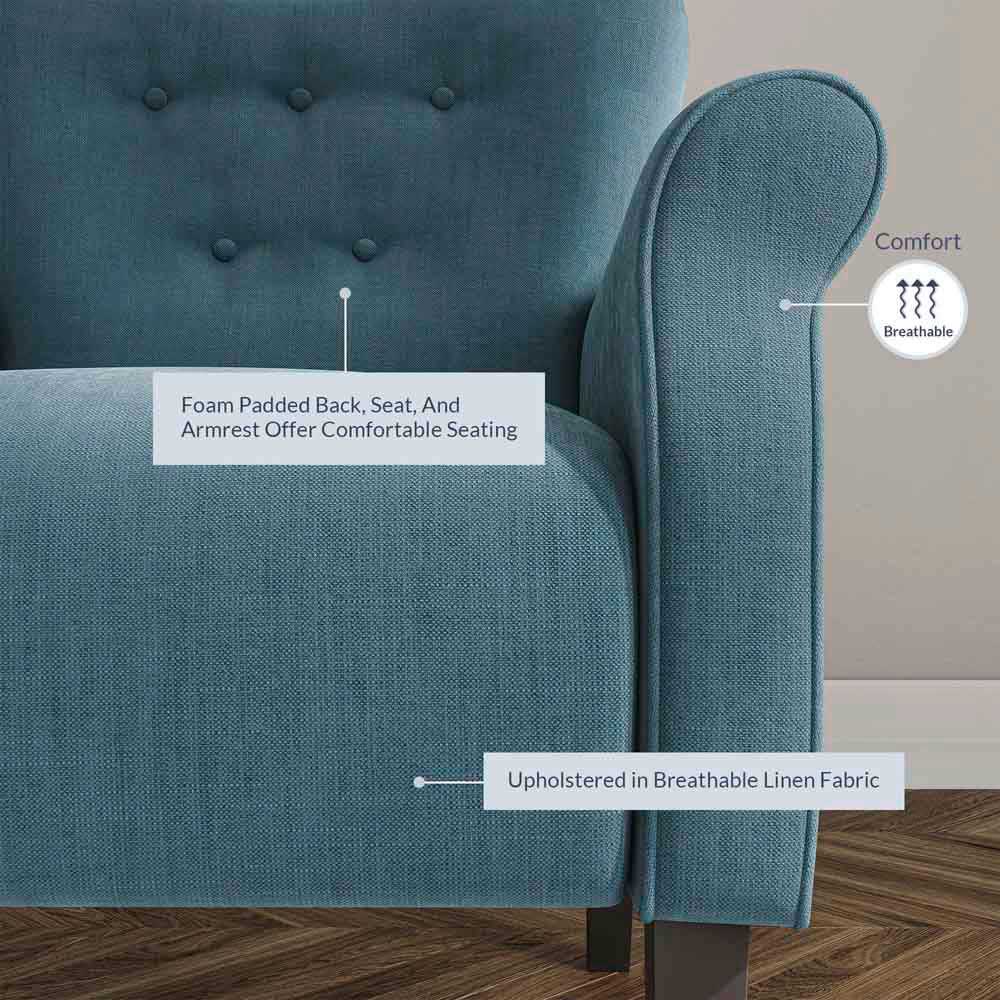 Allston Armchair Floral Design Padded Armrests Dark Wood Legs