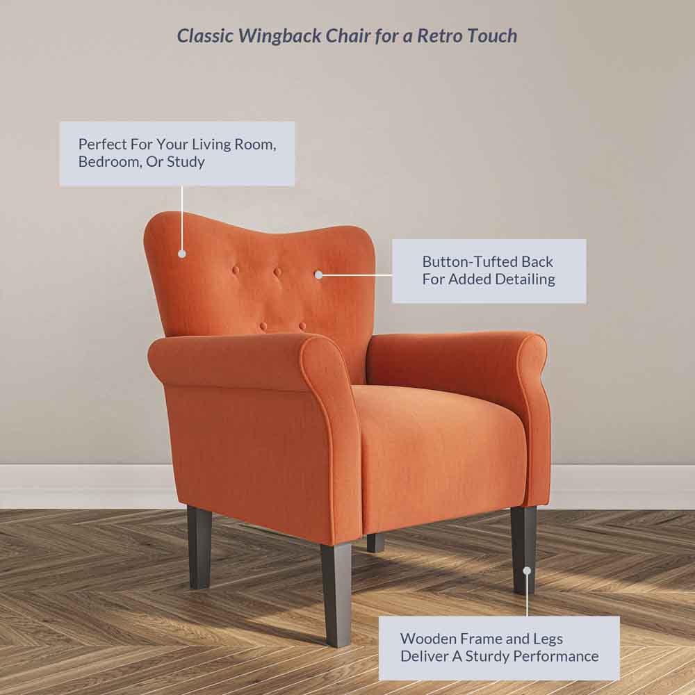 Allston Armchair Floral Design Padded Armrests Dark Wood Legs