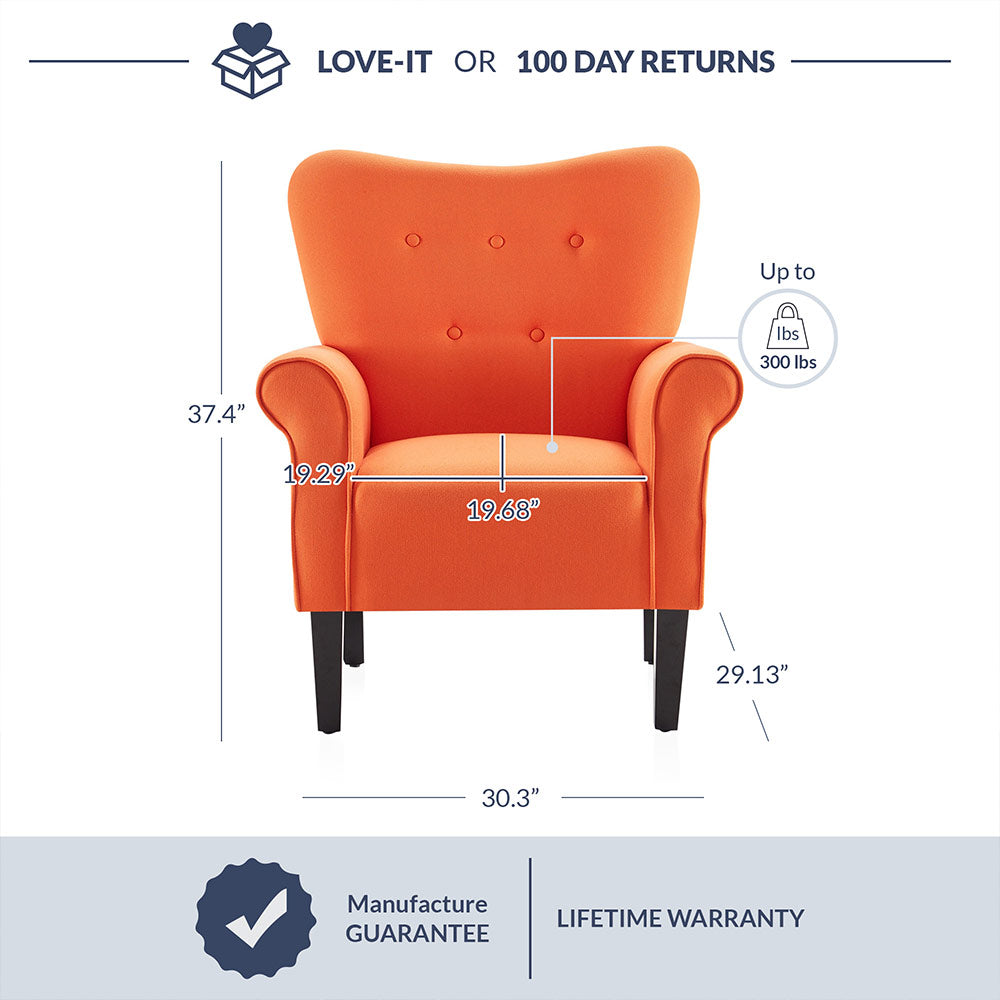 Allston Armchair Floral Design Padded Armrests Dark Wood Legs