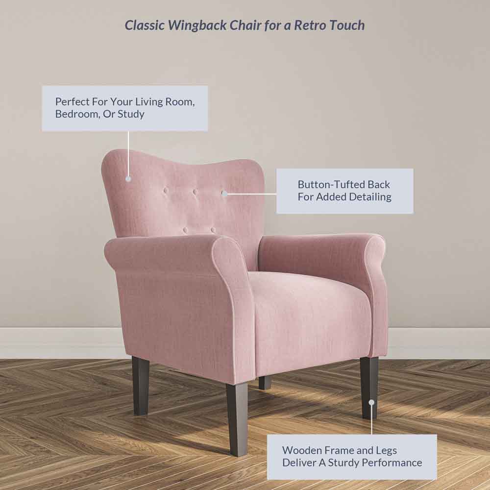 Allston Armchair Floral Design Padded Armrests Dark Wood Legs
