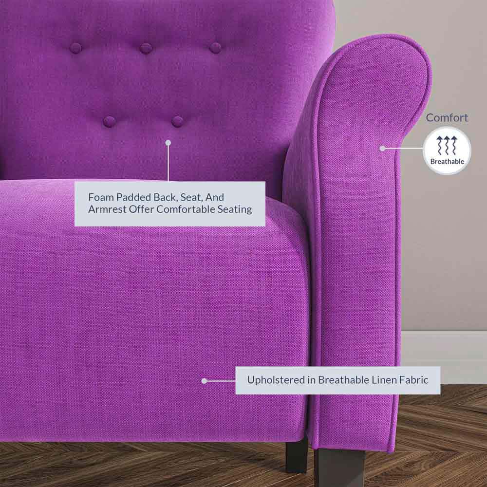 Allston Armchair Floral Design Padded Armrests Dark Wood Legs