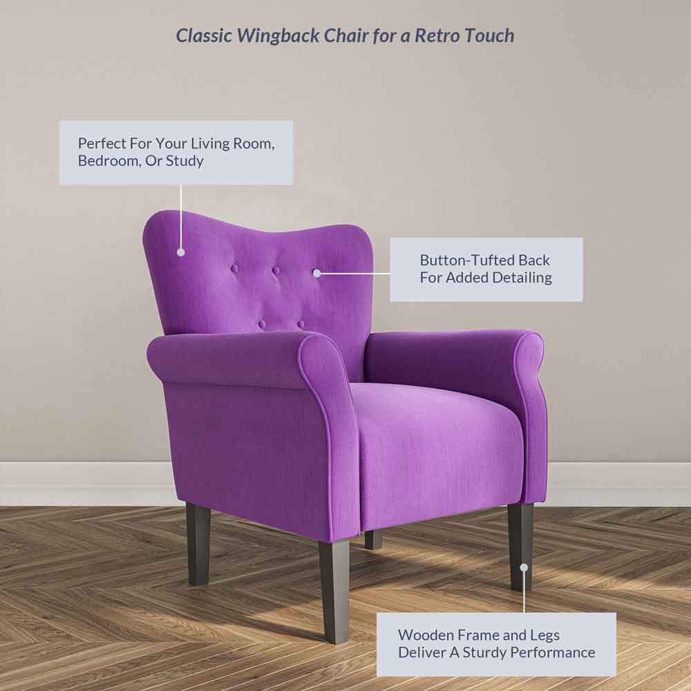 Allston Armchair Floral Design Padded Armrests Dark Wood Legs