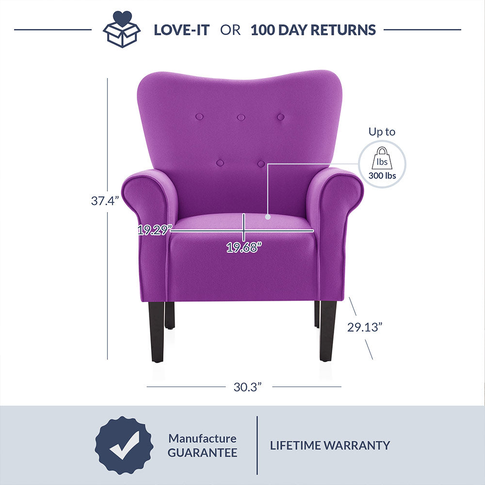 Allston Armchair Floral Design Padded Armrests Dark Wood Legs