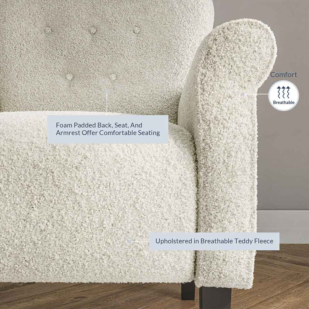Allston Armchair Floral Design Padded Armrests Dark Wood Legs