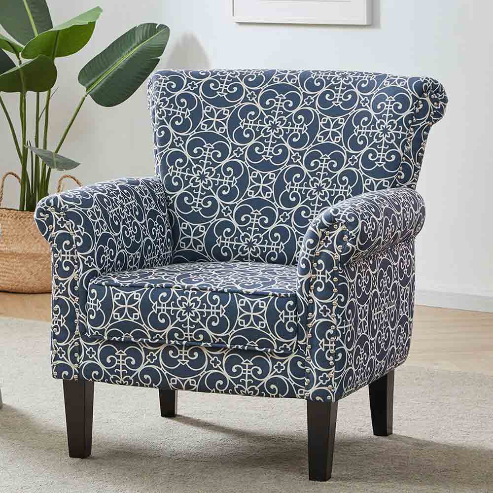 Rosette Scroll Upholstered Armchair