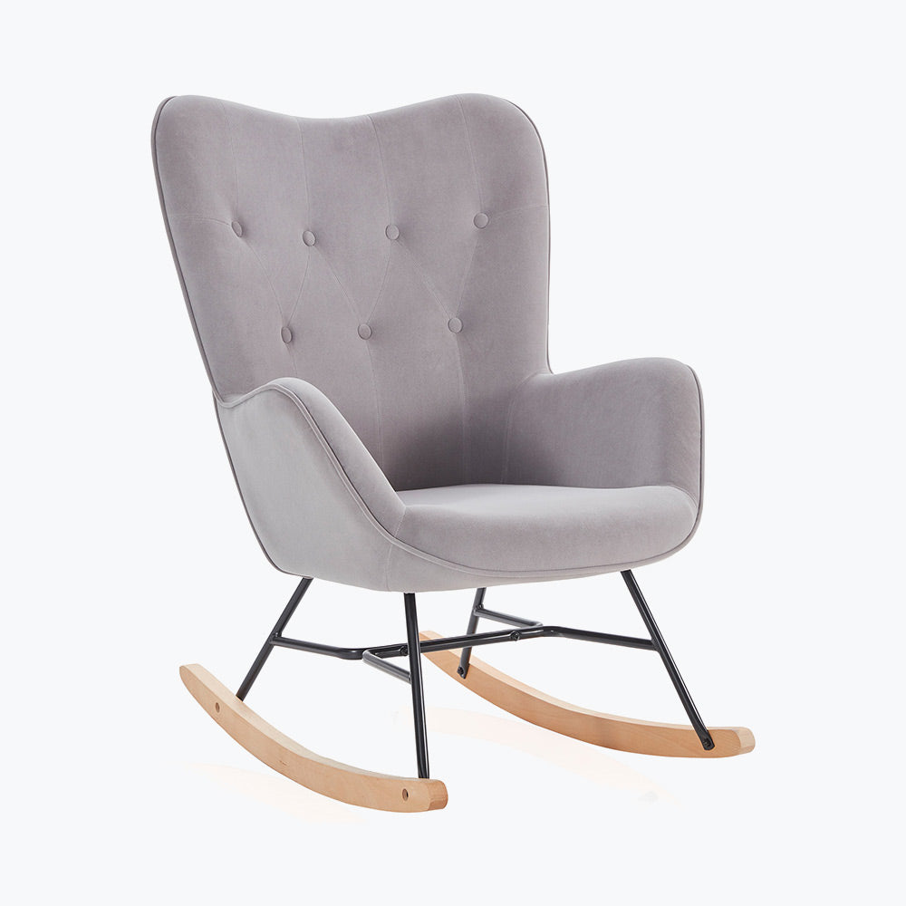 Belleze Mid Century Modern Rocking Chair Upholstered Velvet Armchair