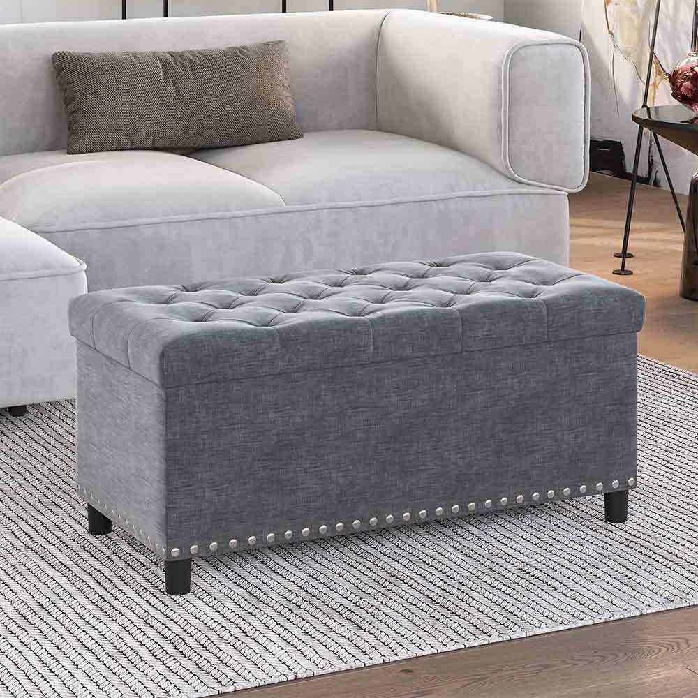 Rectangle grey ottoman with storage online