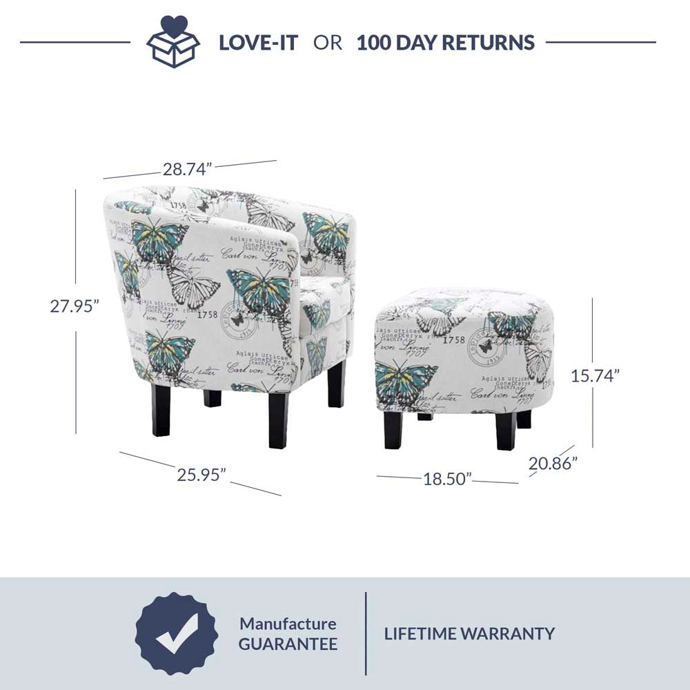 Lydia Chair with Ottoman Set