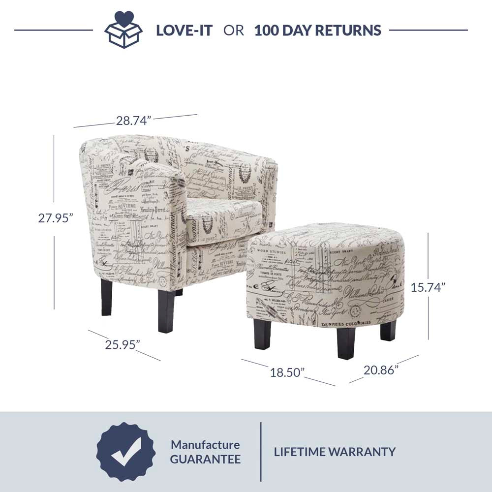 Lydia Chair with Ottoman Set