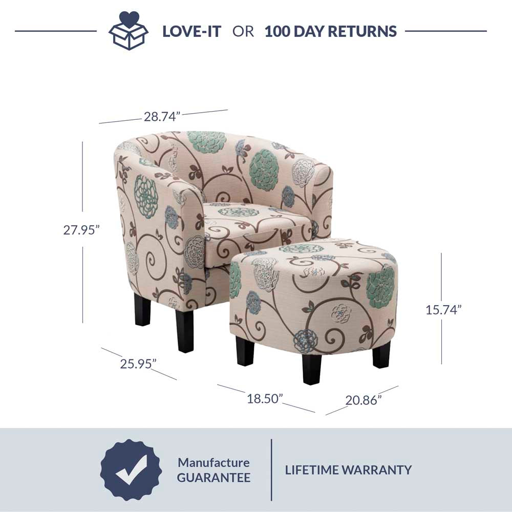 Lydia Chair with Ottoman Set