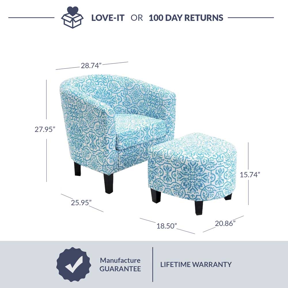 Lydia Chair with Ottoman Set