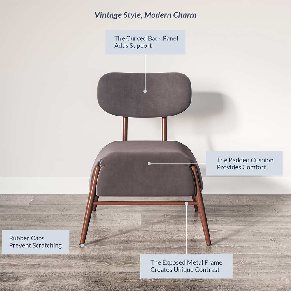Quinton Mid-Century Modern Armless Velvet Accent Chair
