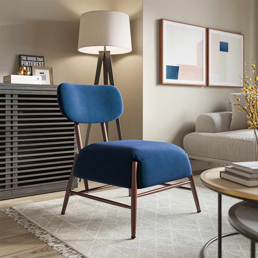 Quinton Mid-Century Modern Armless Velvet Accent Chair