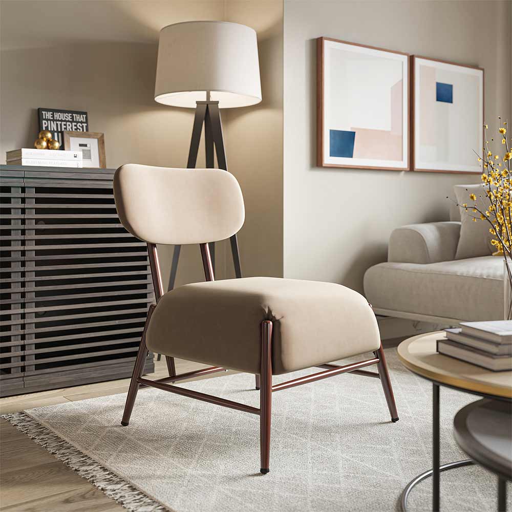 Quinton Mid-Century Modern Armless Velvet Accent Chair
