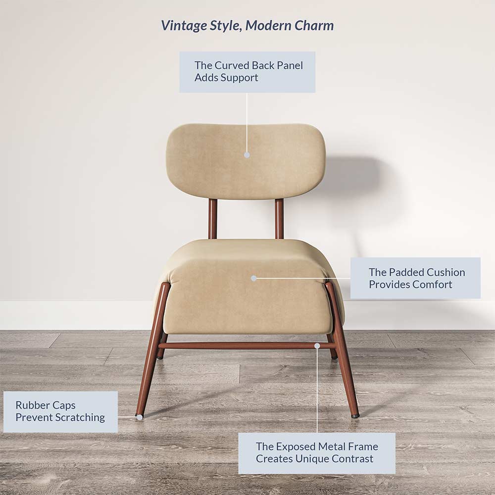 Quinton Mid-Century Modern Armless Velvet Accent Chair