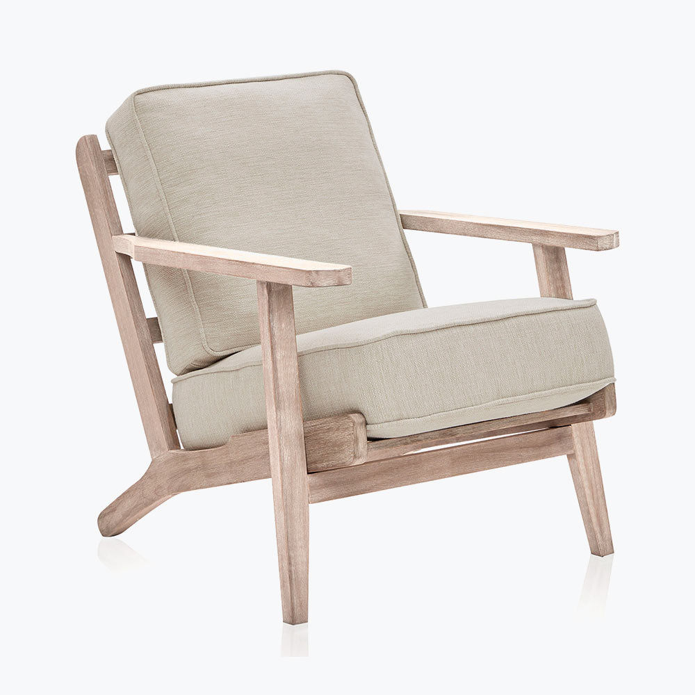 Maximus Wooden Mid-Century Modern Linen Armchair