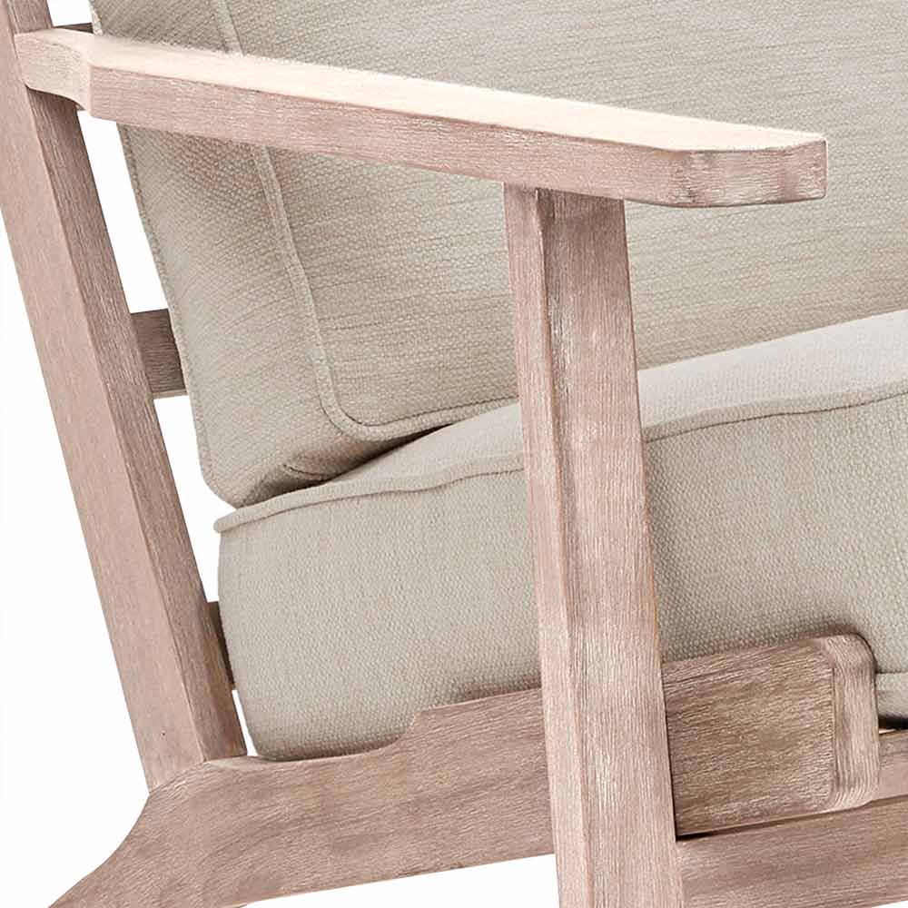 Maximus Wooden Mid-Century Modern Linen Armchair