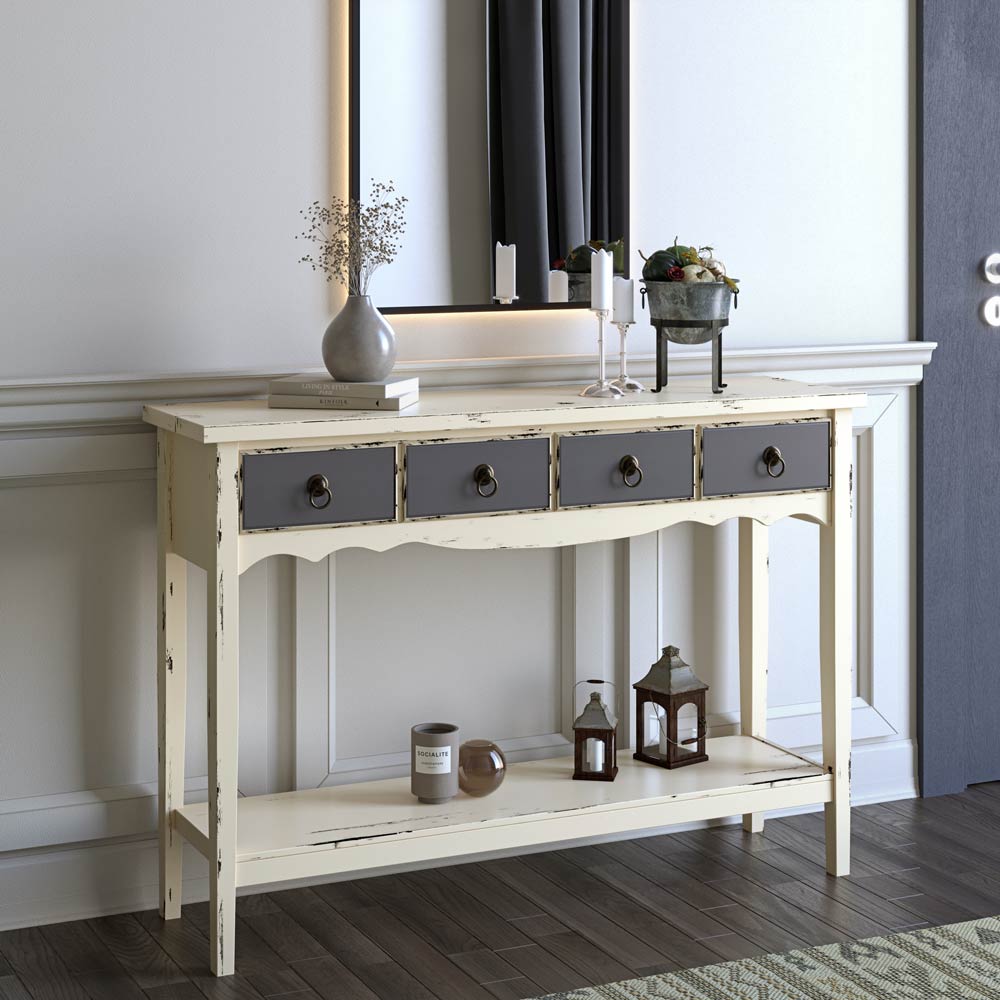 Norman Antique White Console Table