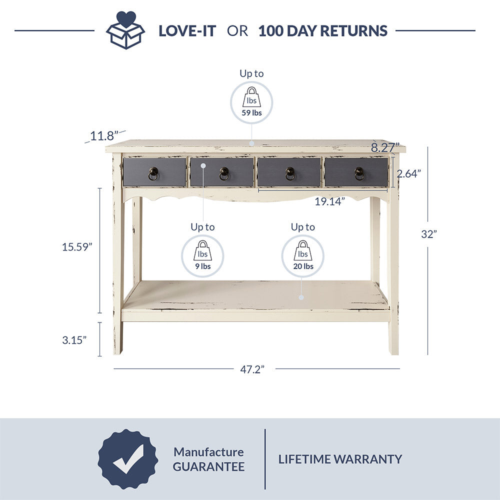 Norman Antique White Console Table