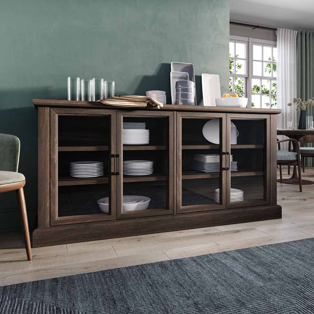 Liam 70" Modern Sideboard with 4 Glass Doors