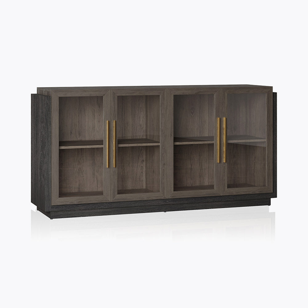Brixston Modern Sideboard, Buffet Table with 4 Glass Doors