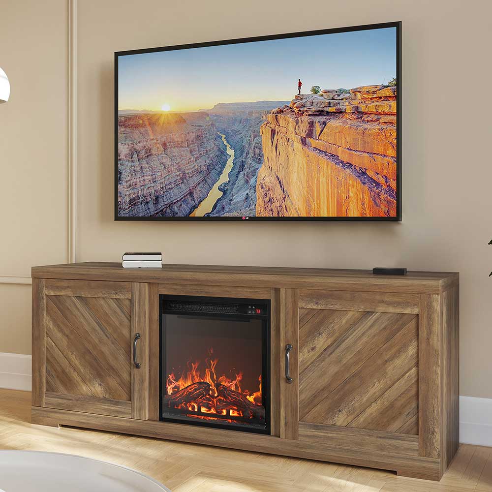 Hilo Low Profile Fireplace TV Stand for 65+ Inch TV