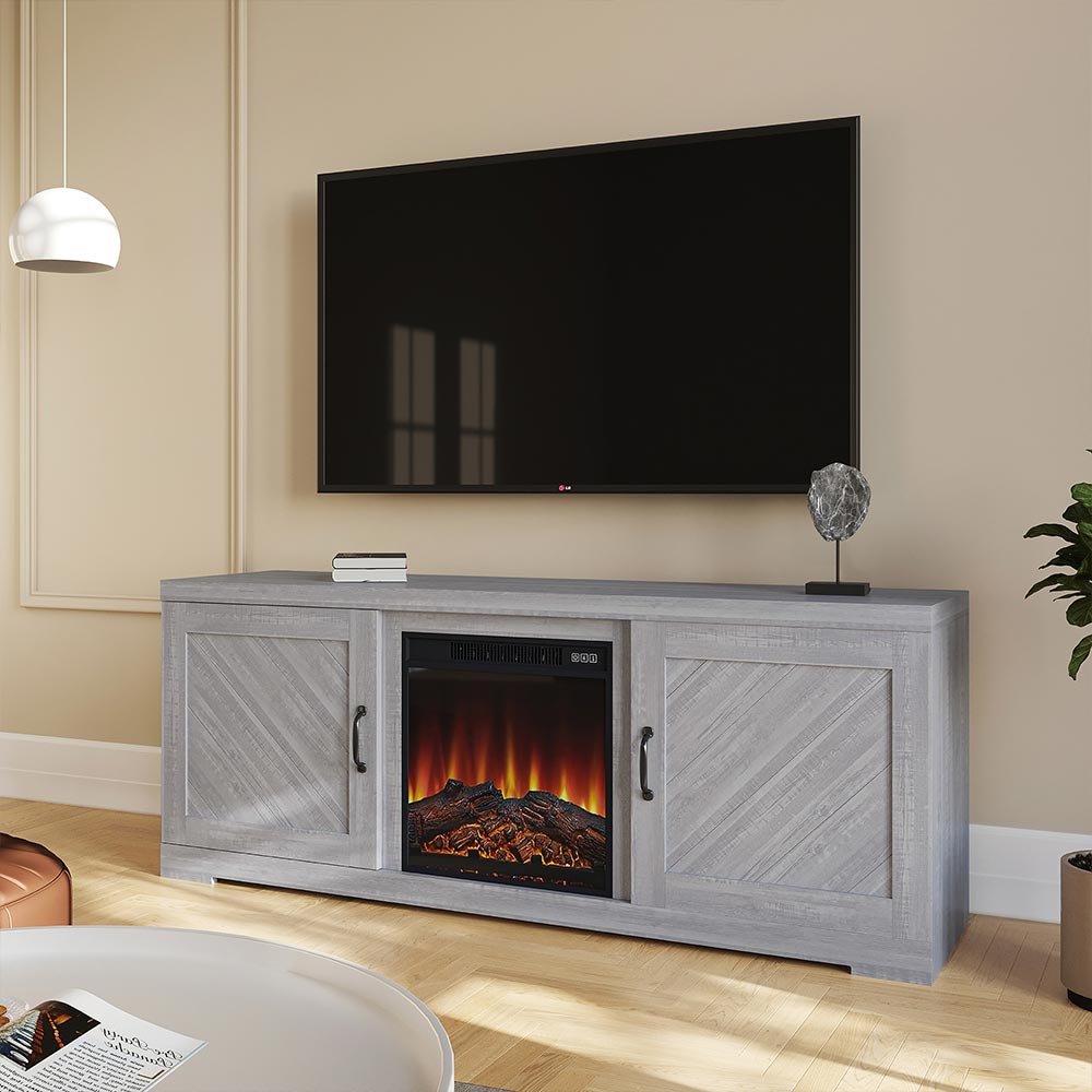 Hilo Low Profile Fireplace TV Stand for 65+ Inch TV