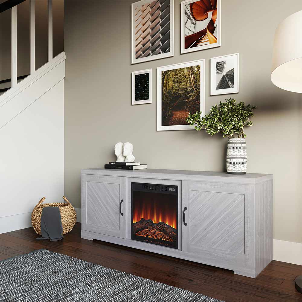 Hilo Low Profile Fireplace TV Stand for 65+ Inch TV