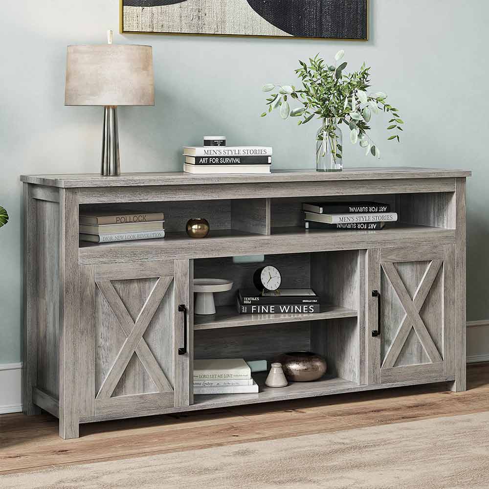 Corin Farmhouse TV Stand with Fireplace