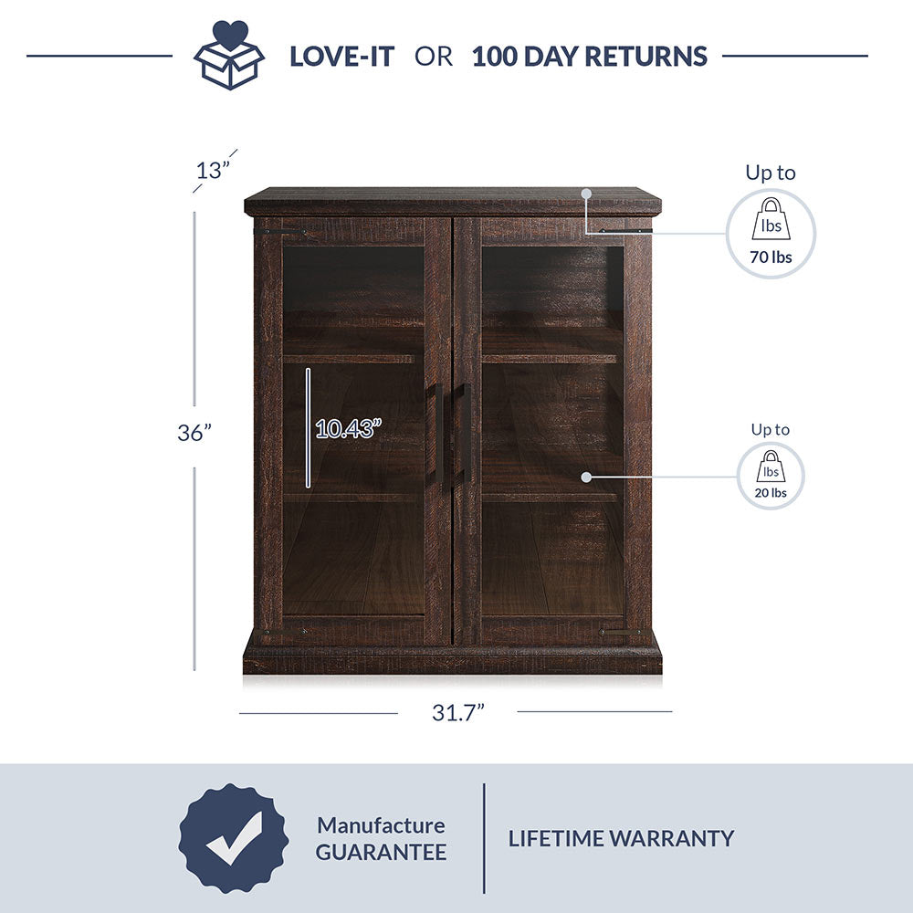 Ashford 32'' Solid Wood Sideboard with Glass Doors