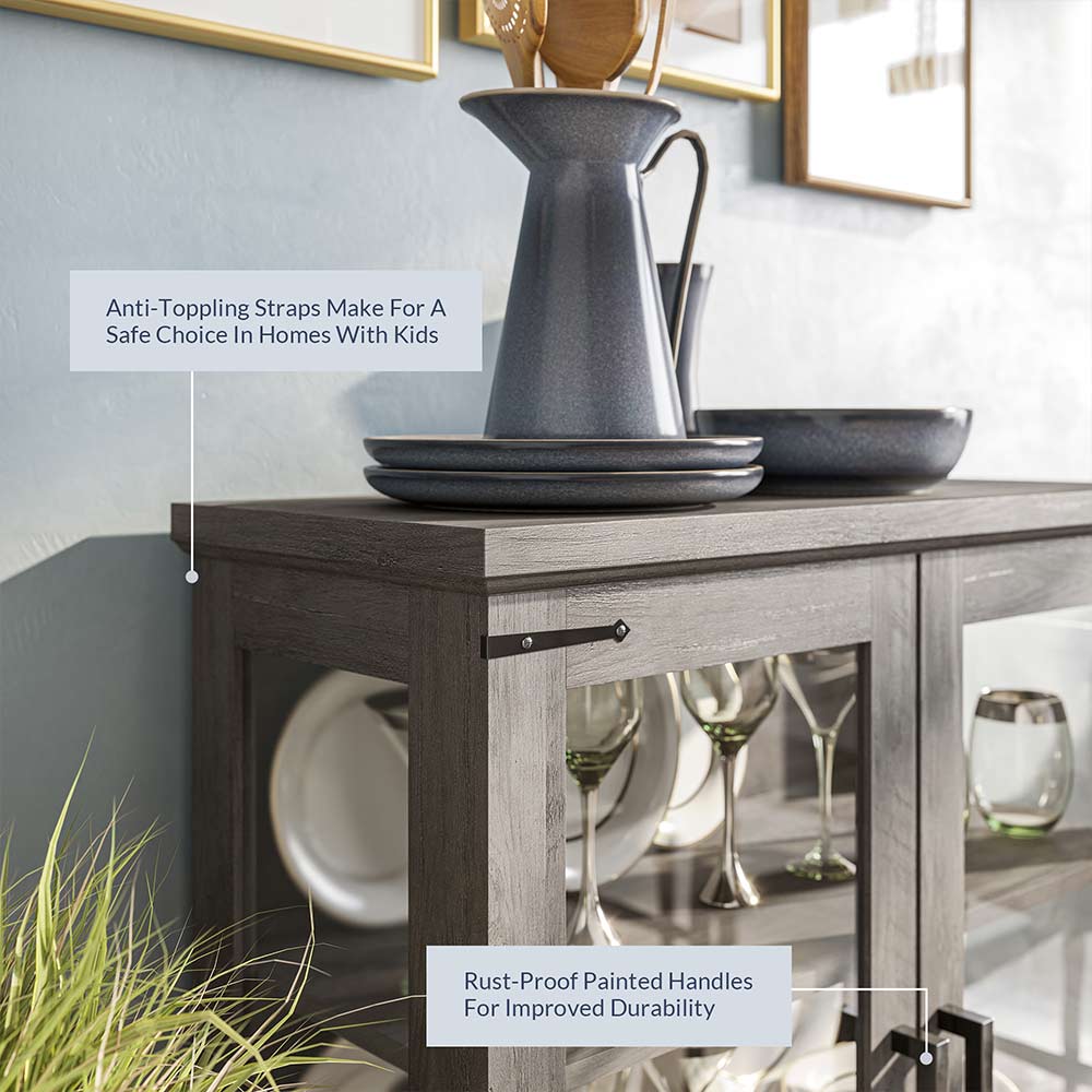 Ashford 32'' Solid Wood Sideboard with Glass Doors