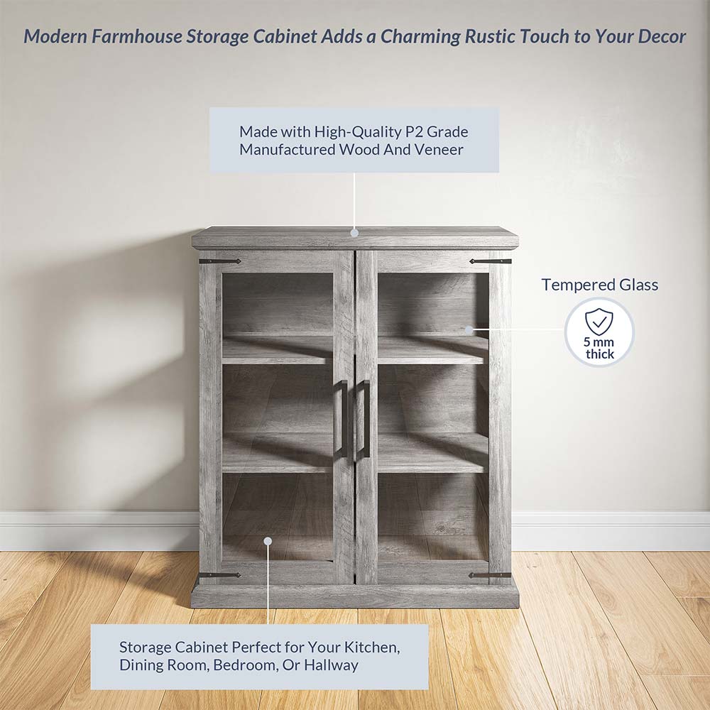 Ashford 32'' Solid Wood Sideboard with Glass Doors