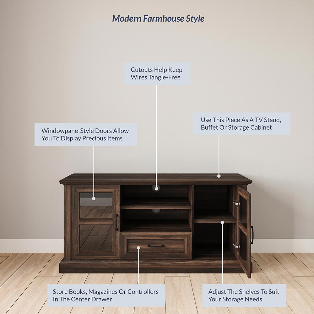 Trussati Modern Farmhouse TV Stand for TVs up to 70″