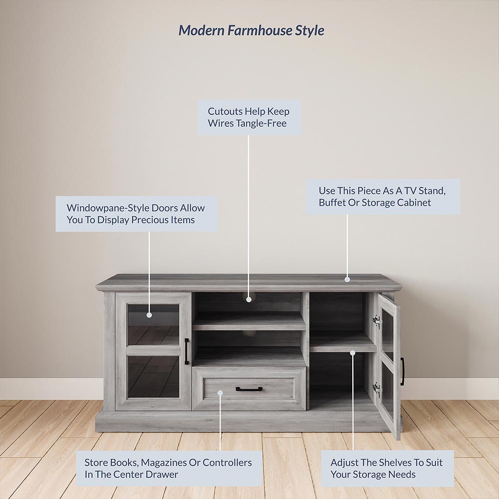 Trussati Modern Farmhouse TV Stand for TVs up to 70″
