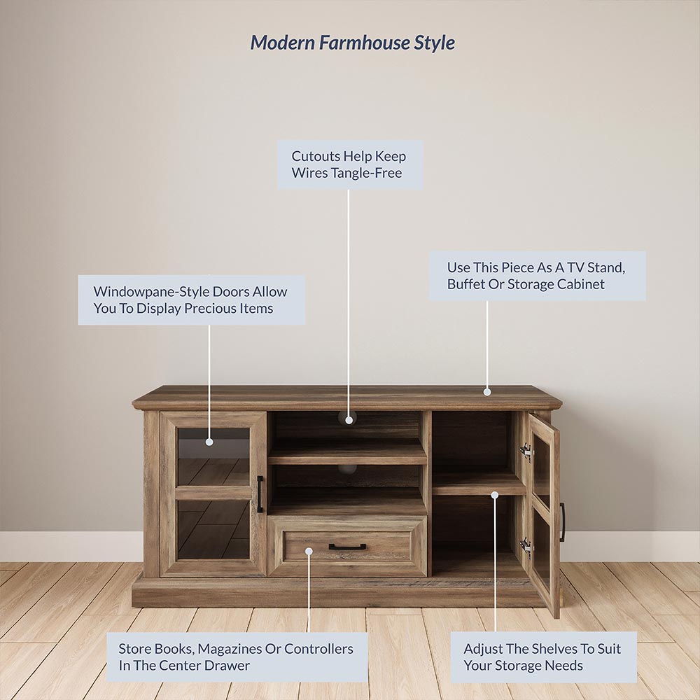 Trussati Modern Farmhouse TV Stand for TVs up to 70″