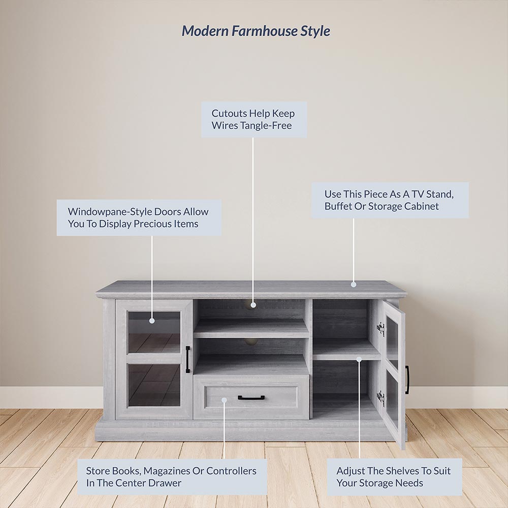 Trussati Modern Farmhouse TV Stand for TVs up to 70″