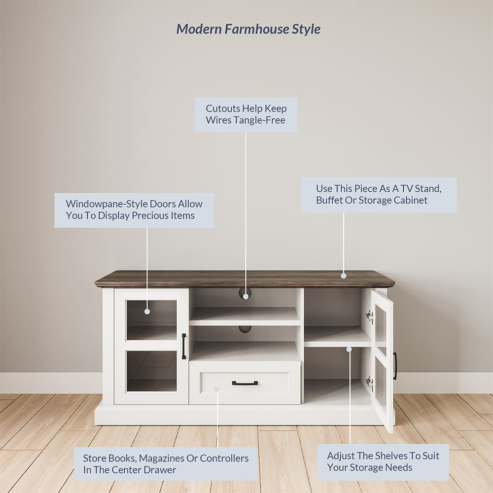 Trussati Modern Farmhouse TV Stand for TVs up to 70″