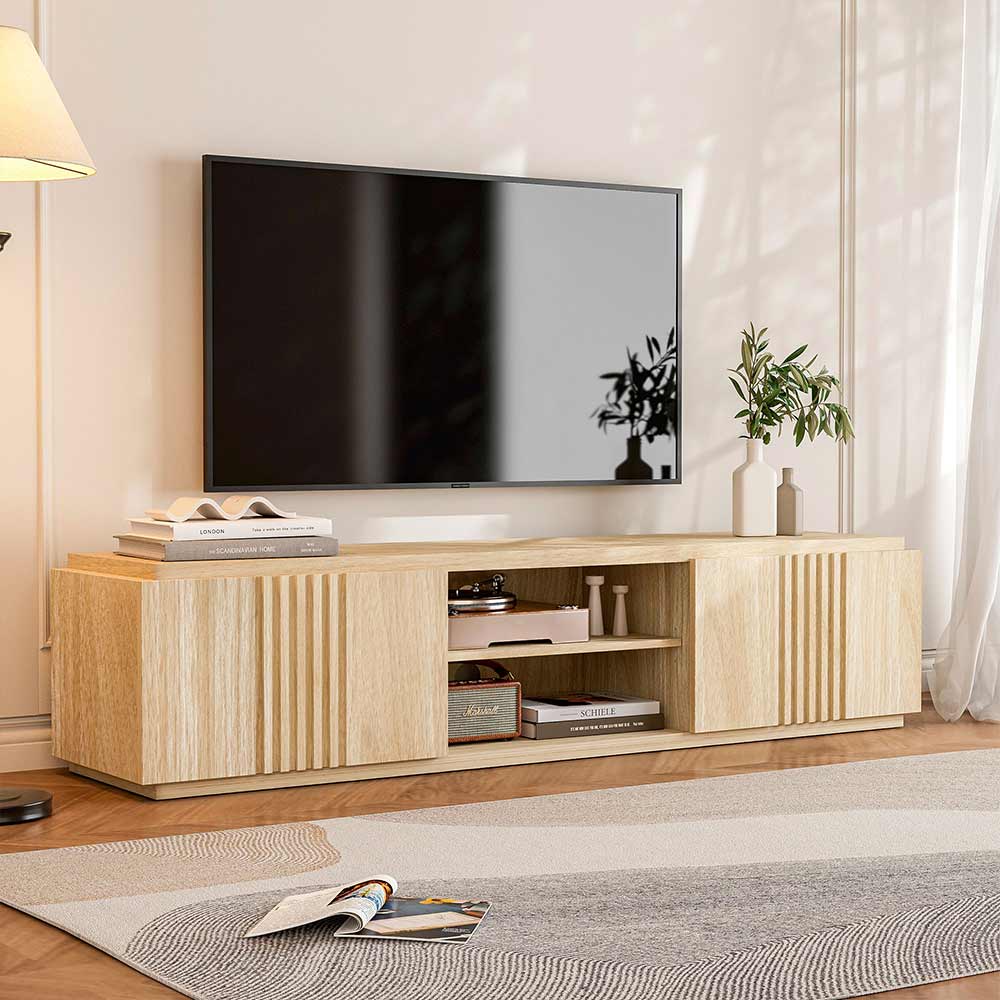 Modern Low Profile Wood TV Stand for 75 inch TVs