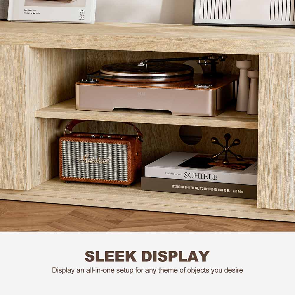 Modern Low Profile Wood TV Stand for 75 inch TVs