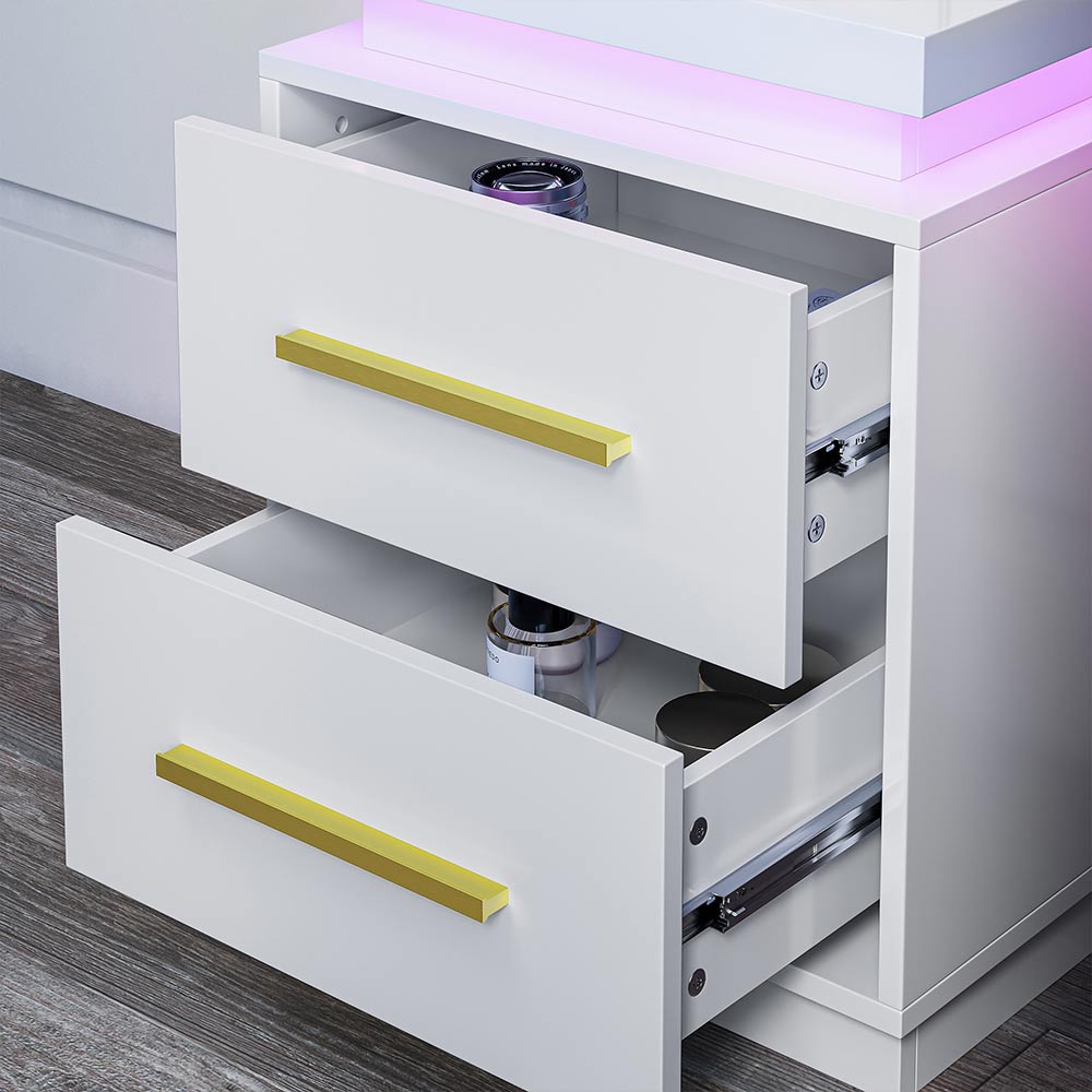 Zoey 2-Drawers Modern LED Nightstand (Set of 2)