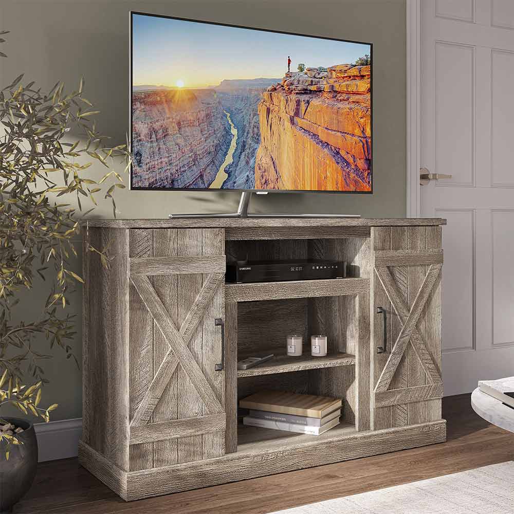 Veropeso Low Profile Farmhouse TV Stand for 50+ Inch TV