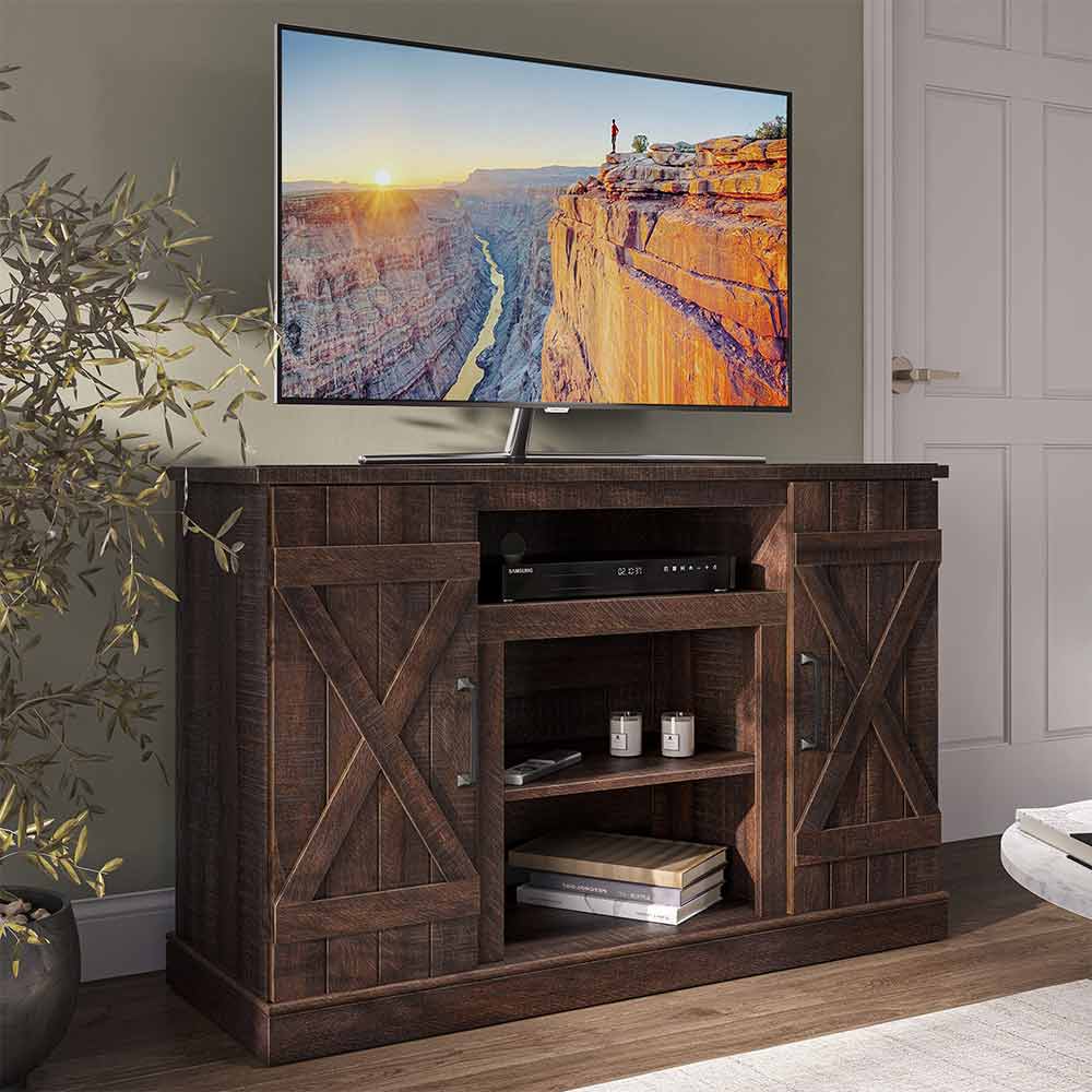 Veropeso Low Profile Farmhouse TV Stand for 50+ Inch TV