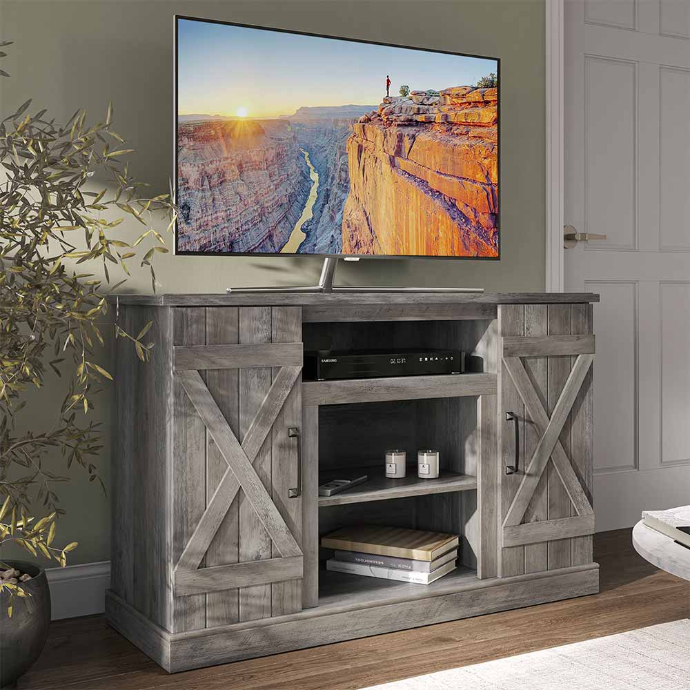 Veropeso Low Profile Farmhouse TV Stand for 50+ Inch TV