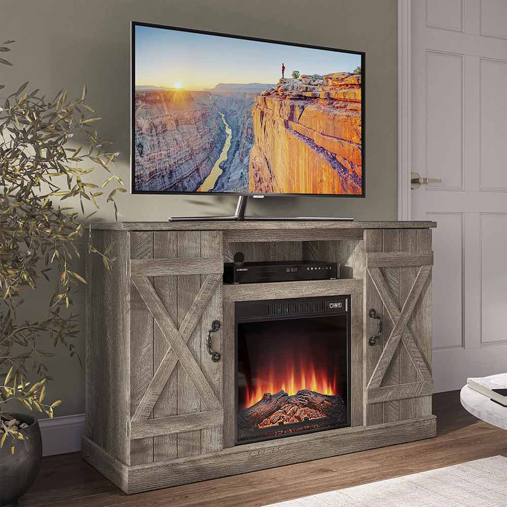 Veropeso Low Profile Farmhouse TV Stand for 50+ Inch TV