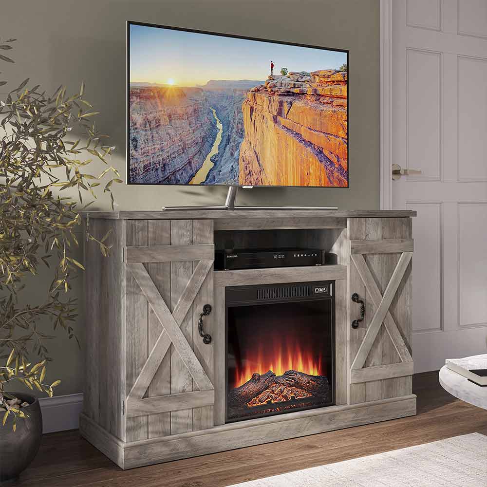 Veropeso Low Profile Farmhouse TV Stand for 50+ Inch TV